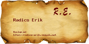 Radics Erik névjegykártya
